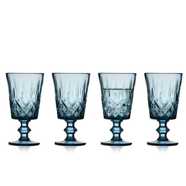 Elegant Sæt af 4 Vinglas fra Lyngby Glas - Blå
