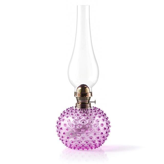 Elegant Paris Olielampe i Rosa Glas med Gyldne Detaljer