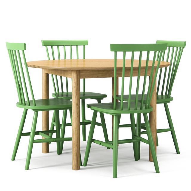 Spisebordssæt i Eggrøn med Rundt Bord og Stole - Elegant Design