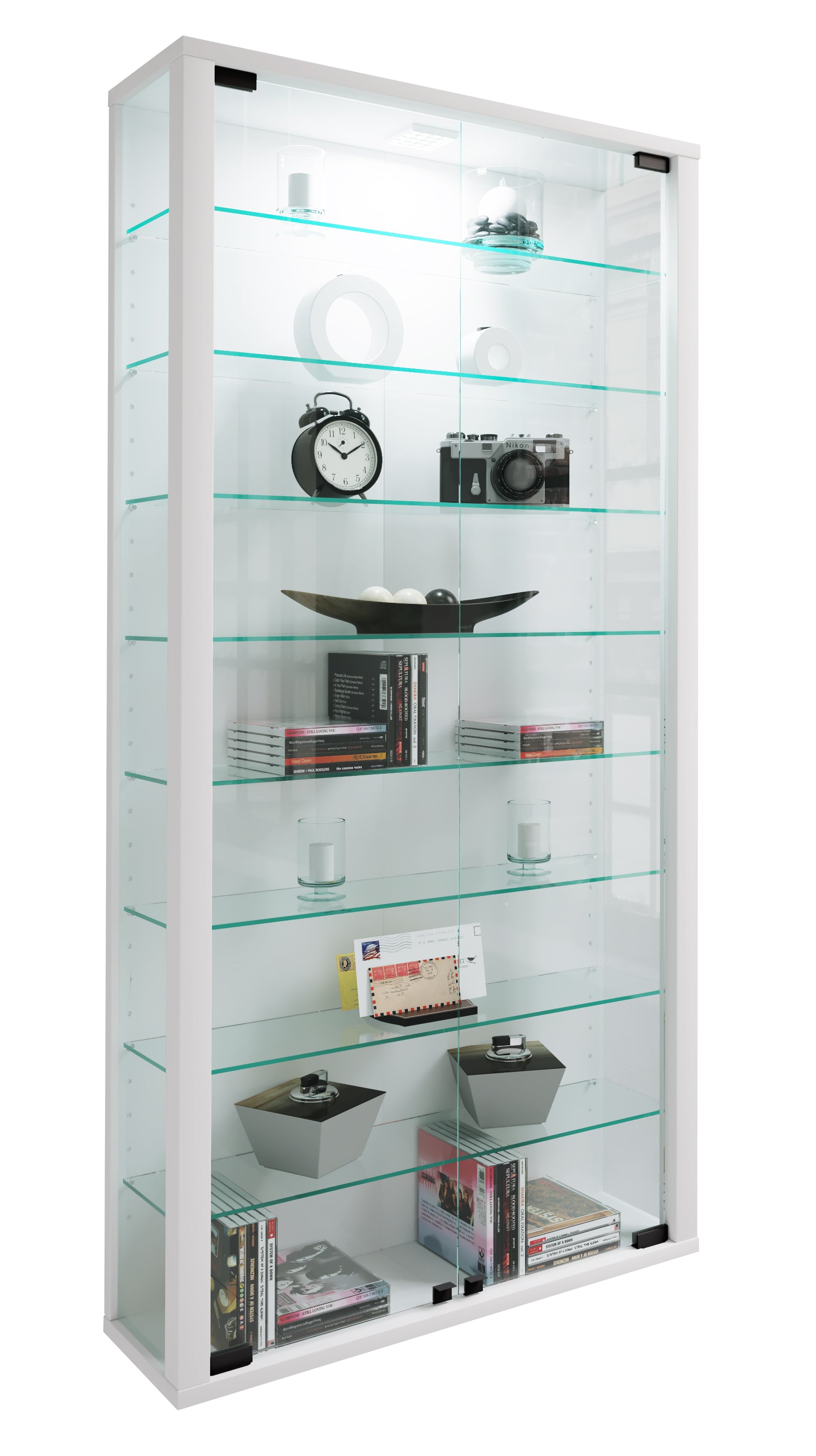 Vitrineskab Vitrosa Maxi med LED-belysning - Hvid