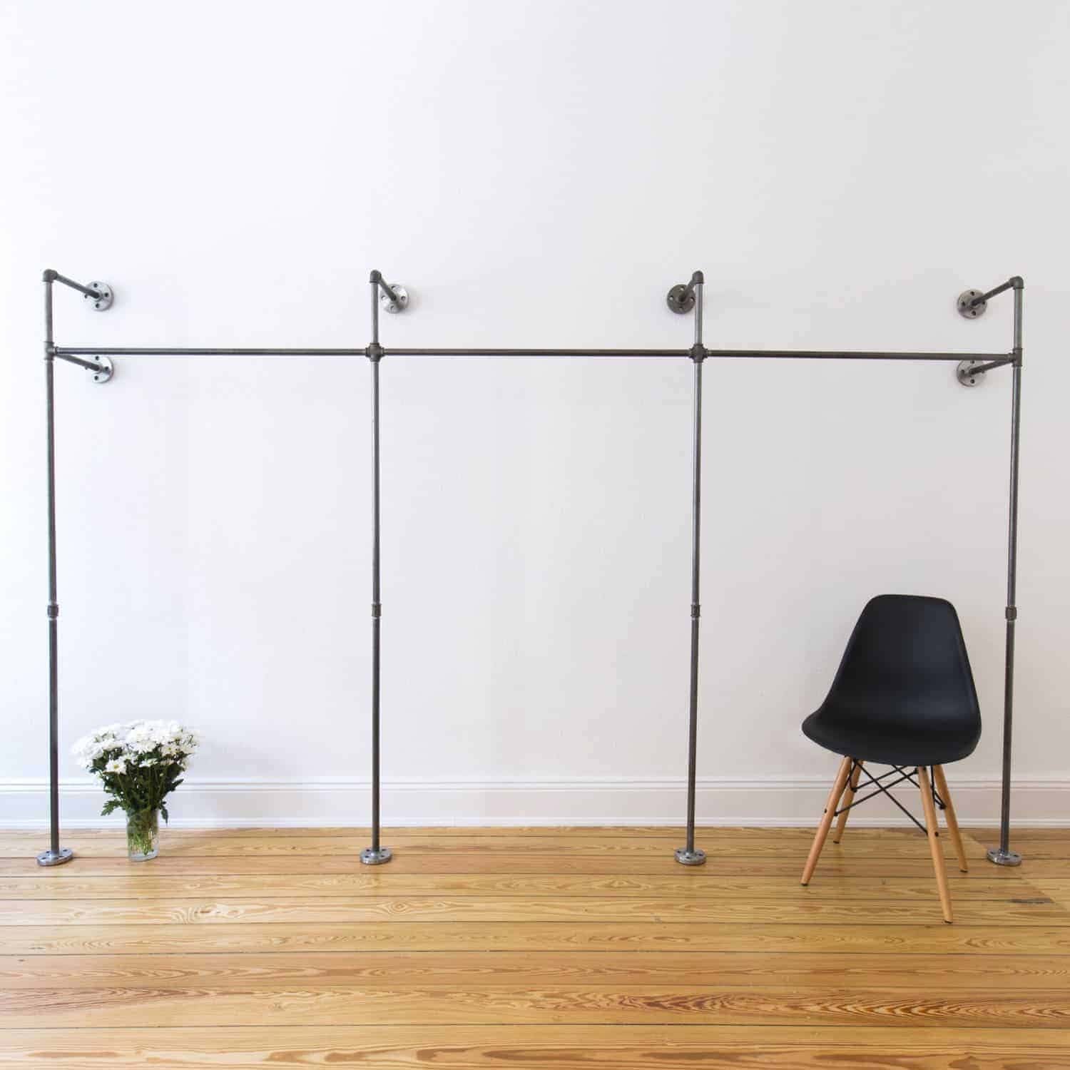 Åben Garderobe Triple High - Sort/Sølv, 300 cm Bredde