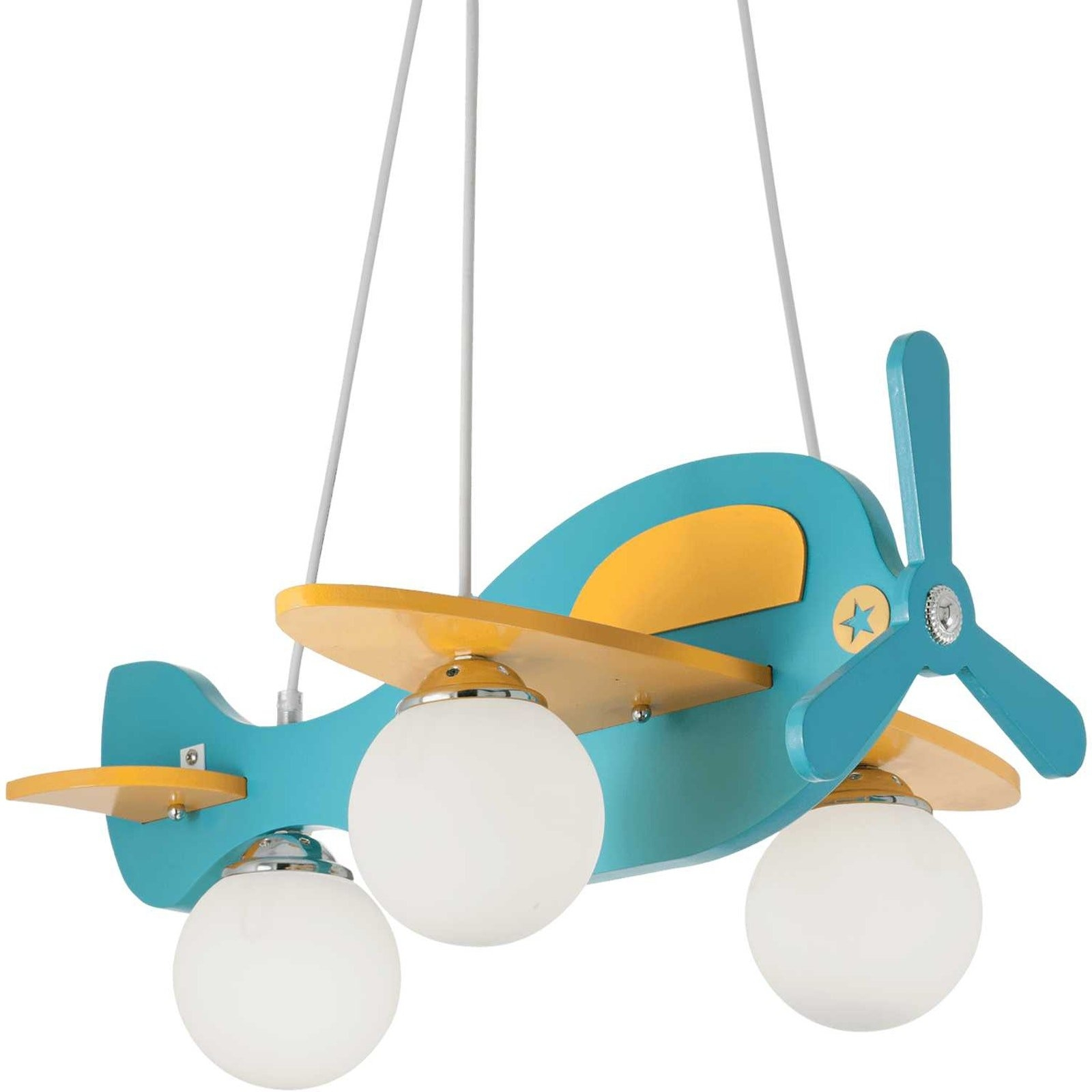 Ideal Lux Avion Pendel Lampe i Lyseblå Metal og Glas
