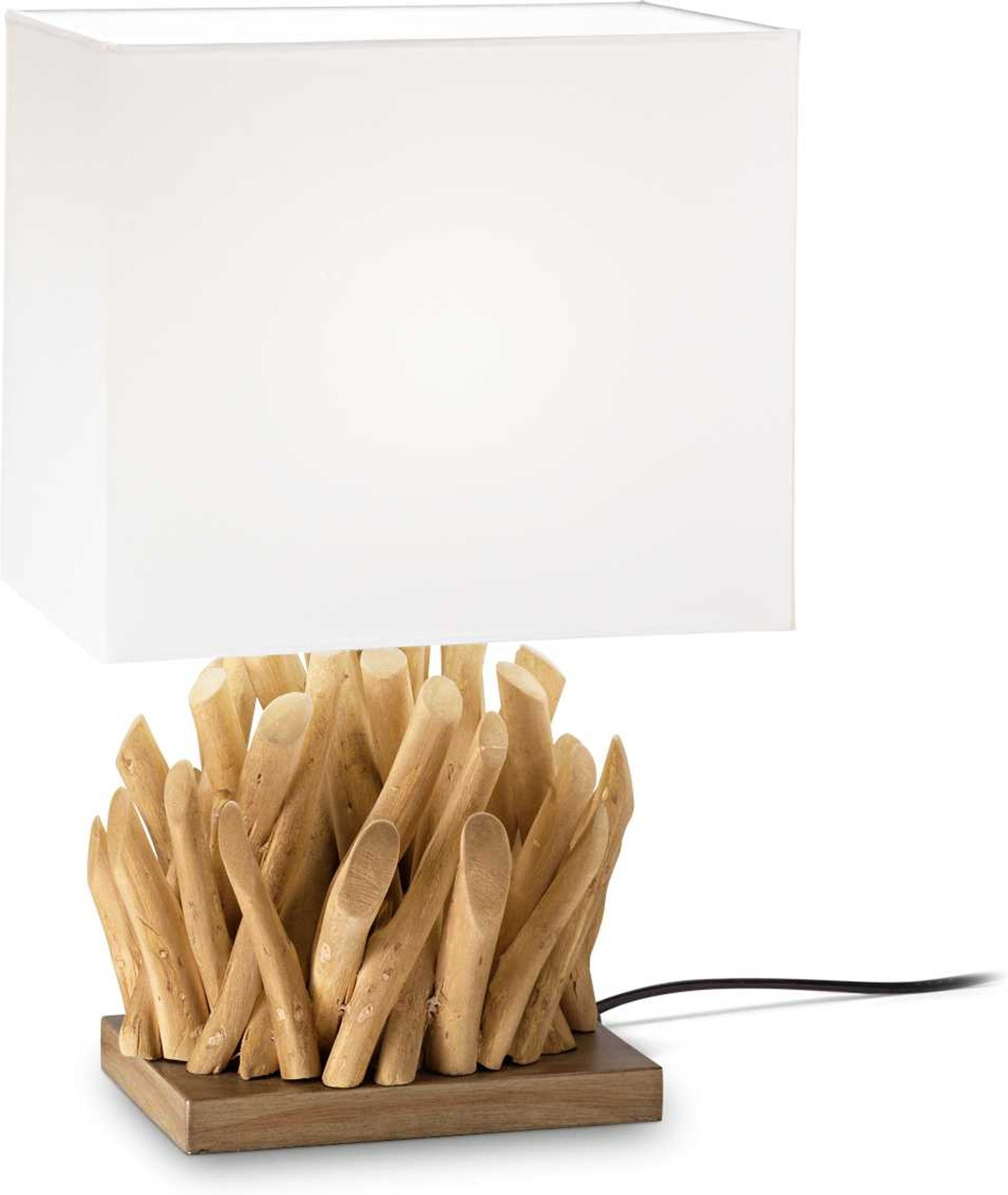 Elegant bordlampe i træ med hvid skærm - Snell design