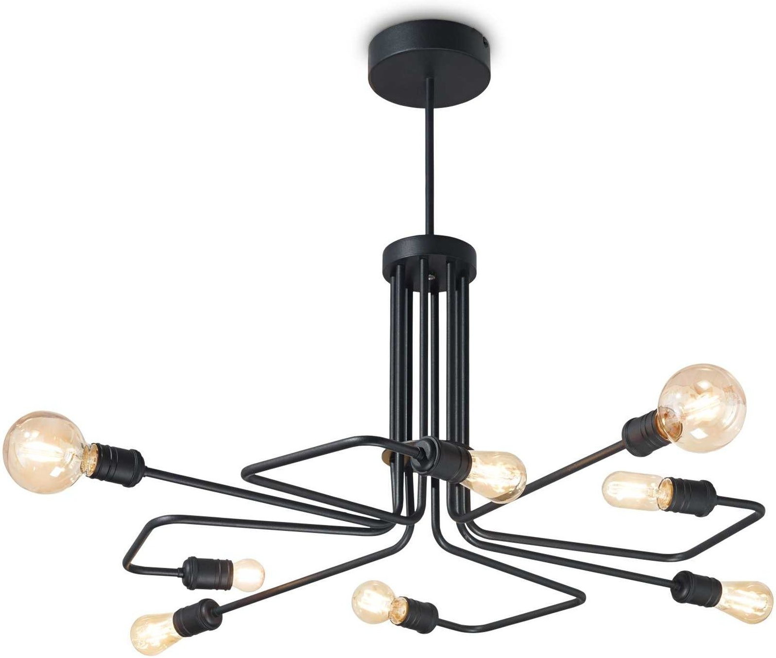 Pendellampe Ideal Lux Triumph ø92 H66 Cm Sort Metal Indendørs 8 X E27  8021696242347