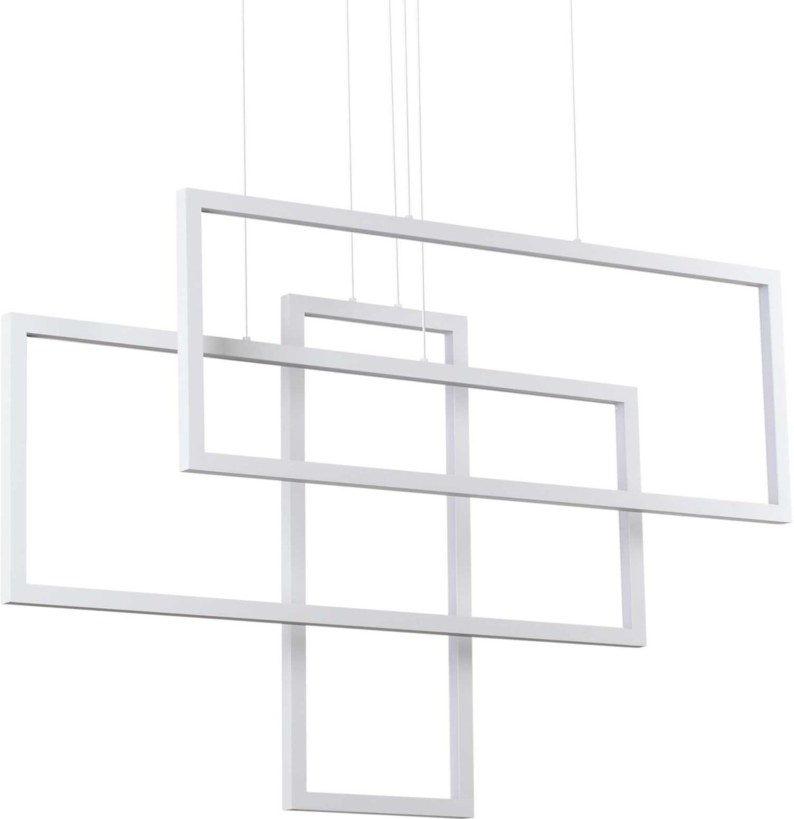 Pendelampe Ideal Lux Frame Alumetal Mat Hvid Justerbar H800-1200 Mm Integreret Led 93w 9600 Lm  8021696253589