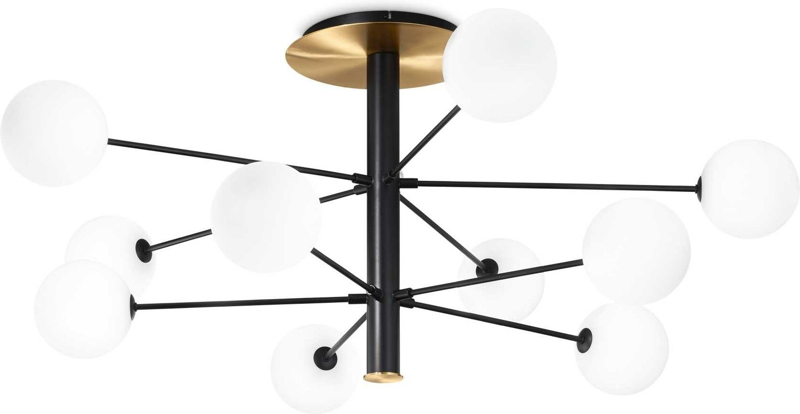 Elegant Loftslampe i Sort Metal med Syreætsede Glas
