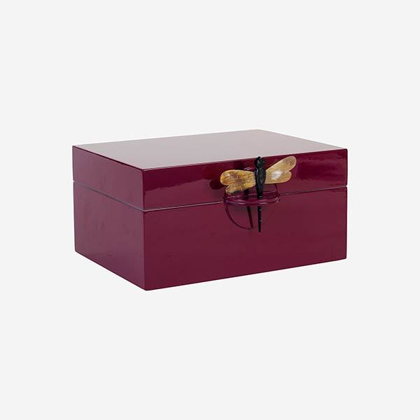 Elegant lakæske i bøffelhorn - Beetroot, XL størrelse