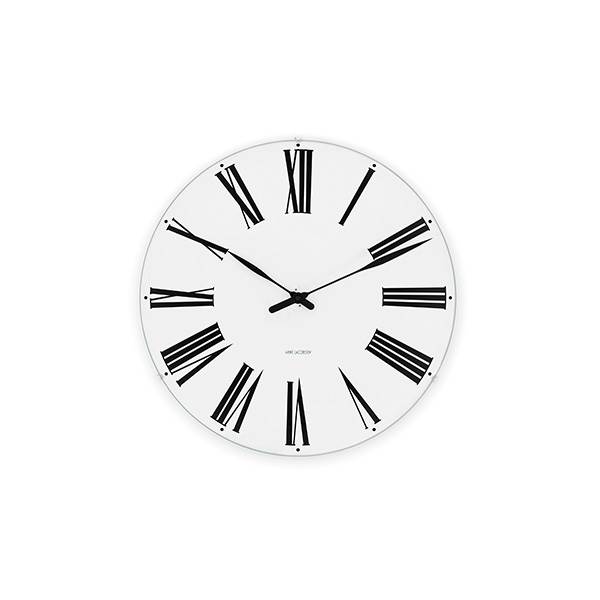 Arne Jacobsen Roman Vægur - Elegant Hvid/Sort Design
