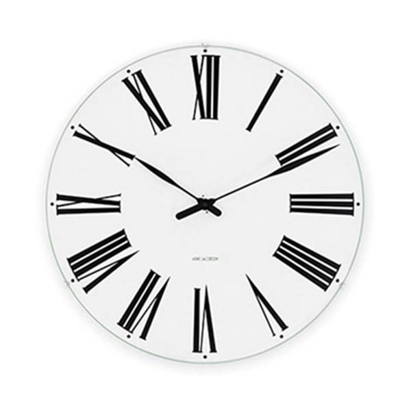 Arne Jacobsen Roman Vægur - Elegant Hvid/Sort Design