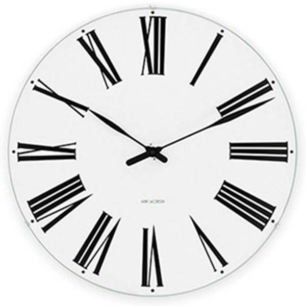 Arne Jacobsen Roman Vægur - Elegant Hvid/Sort Design 48 cm