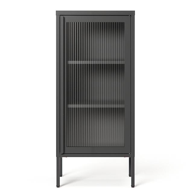 Elegant Antracitgrå Skab med Glasdør - Minimalistisk Design