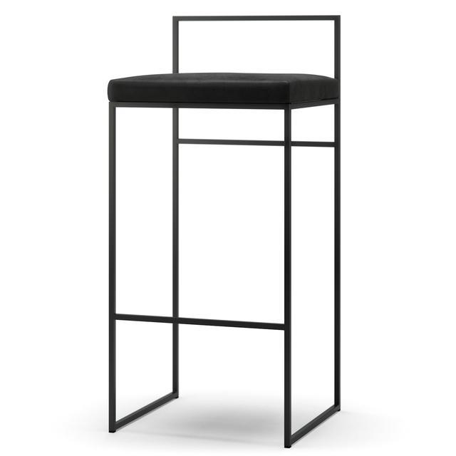 Moderne Barstol i Sort Fløjl med Rygstøtte - 90 cm