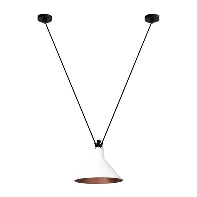 Lampe Gras N323 L Conic Pendel i Hvid og Kobber