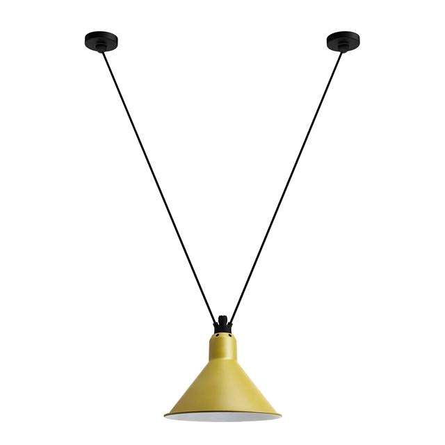 Lampe Gras N323 L Conic Pendel i Sort/Gul - Stilsikker Belysning