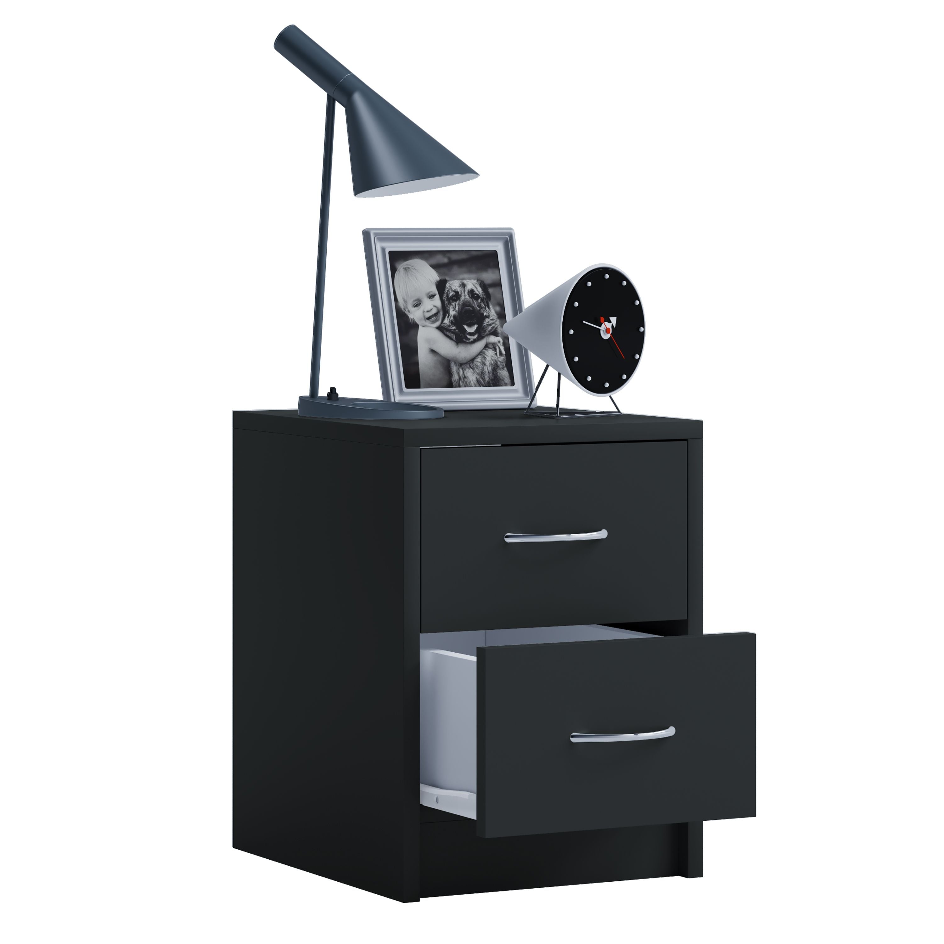Funktionelt Sengebord med 2 Skuffer - Sort Design