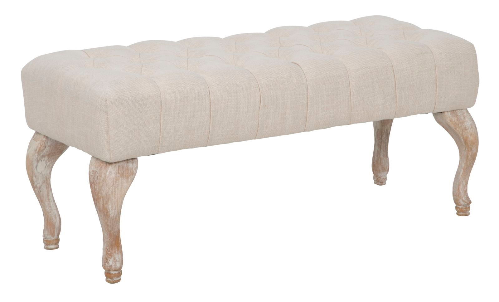 Glam Shabby Chic Entrébænk i Træ og Polyester - Stilfuld Elegance