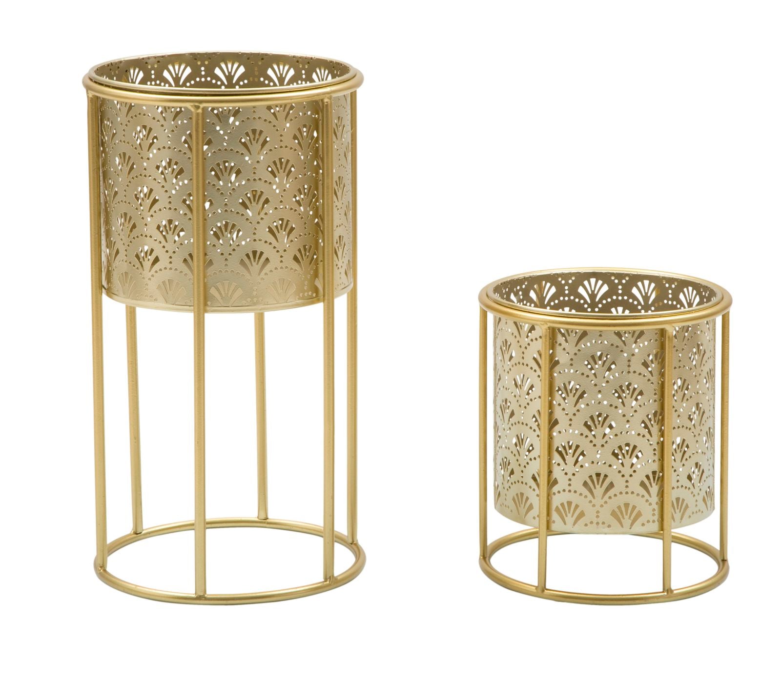 Glam Vaser I Guldfarve Metal 21x40 Og 19x22 Cm  8024609359187