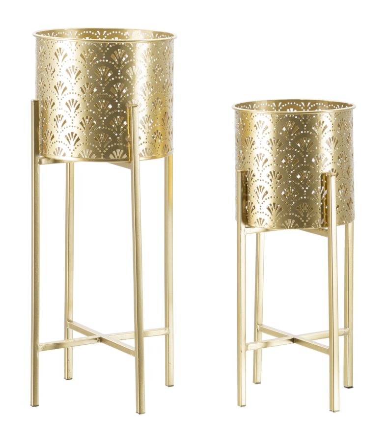 Glam Vaser I Guldfarve Metal -  21x52 19x42 Cm  8024609359217