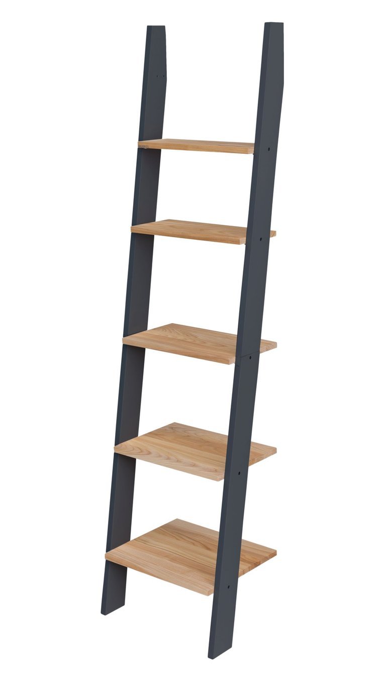 Moderne Grafit Stigehylde 180 cm - Elegant Asketræ Design
