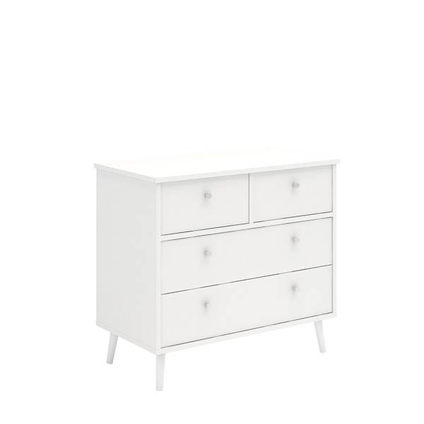 Moderne hvid kommode med 4 skuffer - Soft-close design