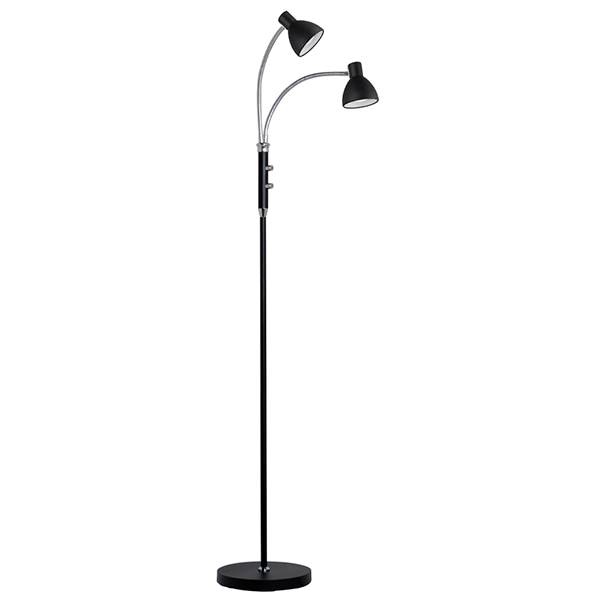 Hudson 2-armet gulvlampe i sort - Elegant design med dæmper