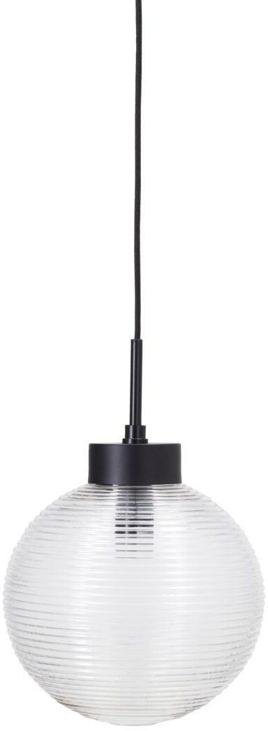 Pendellampe House Doctor Gaia ø25?39 Cm Klar Rillede Glas Jern Stofledning  5707644810594