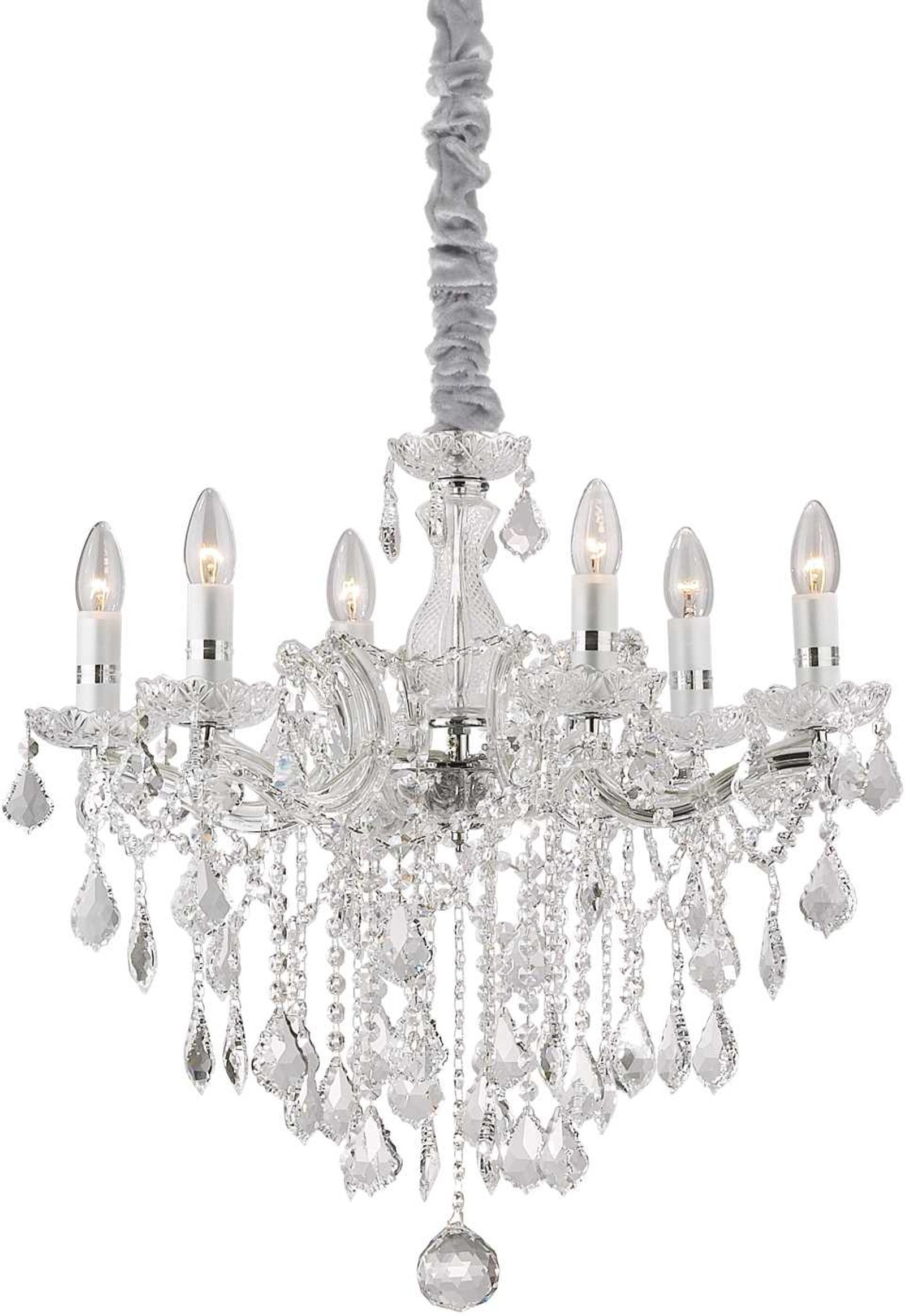 Elegant Pendellampe Florian i Krom og Krystalglas 600 mm