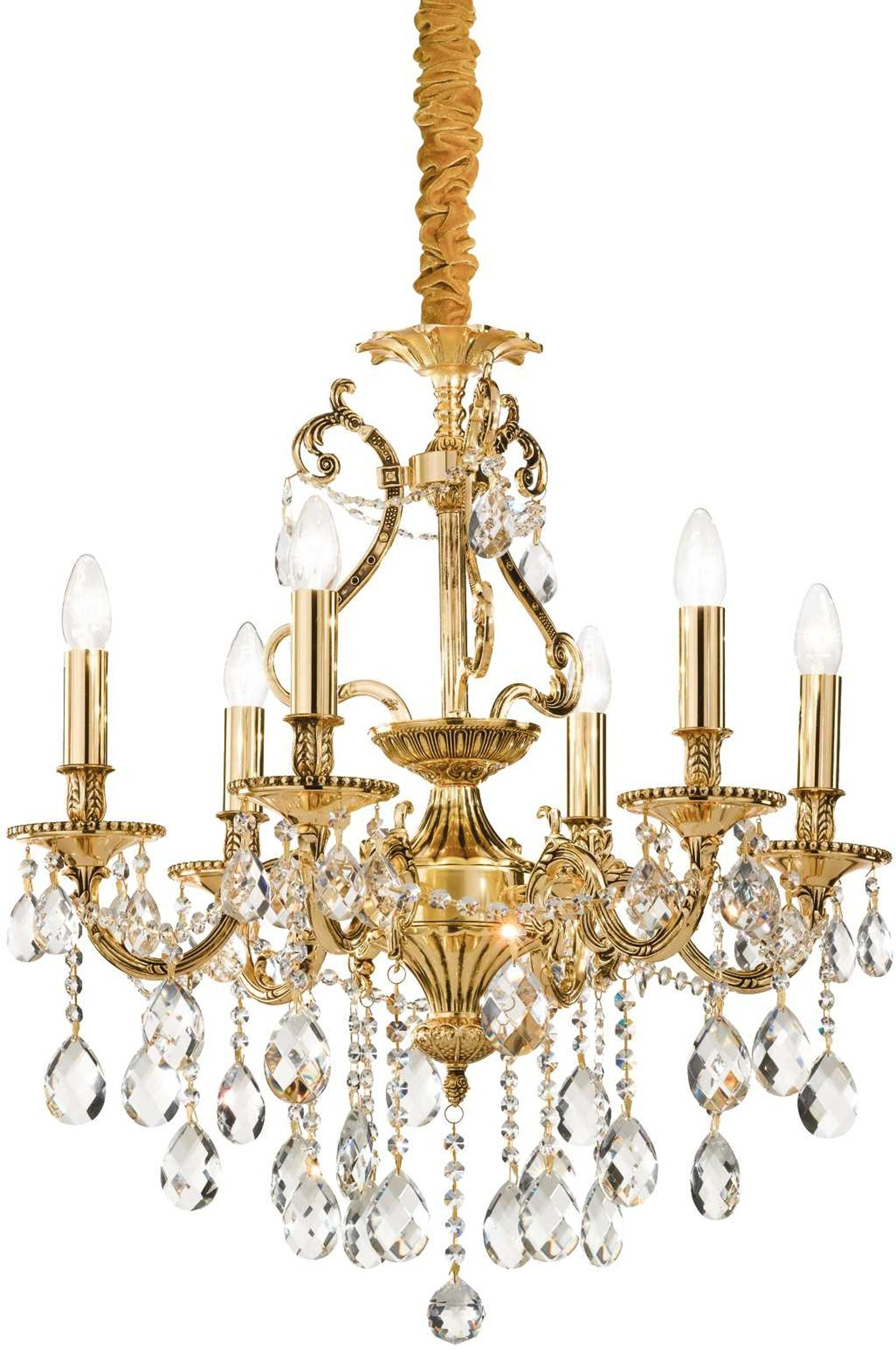 6-armet Gioconda Pendellampe fra Ideal Lux i Guld