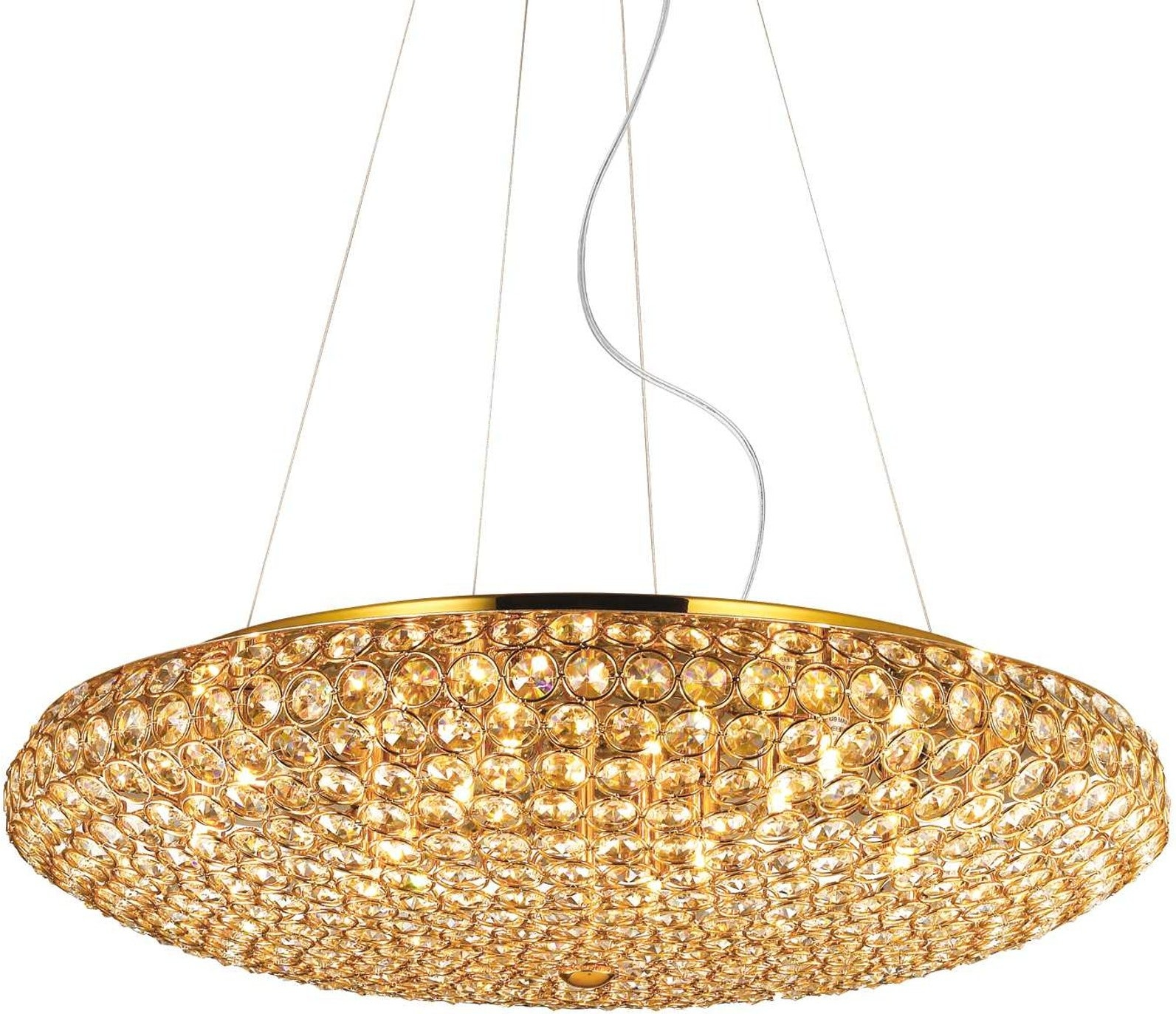 Elegant Pendellampe King - Justerbar Højde, Guld Metal Glas