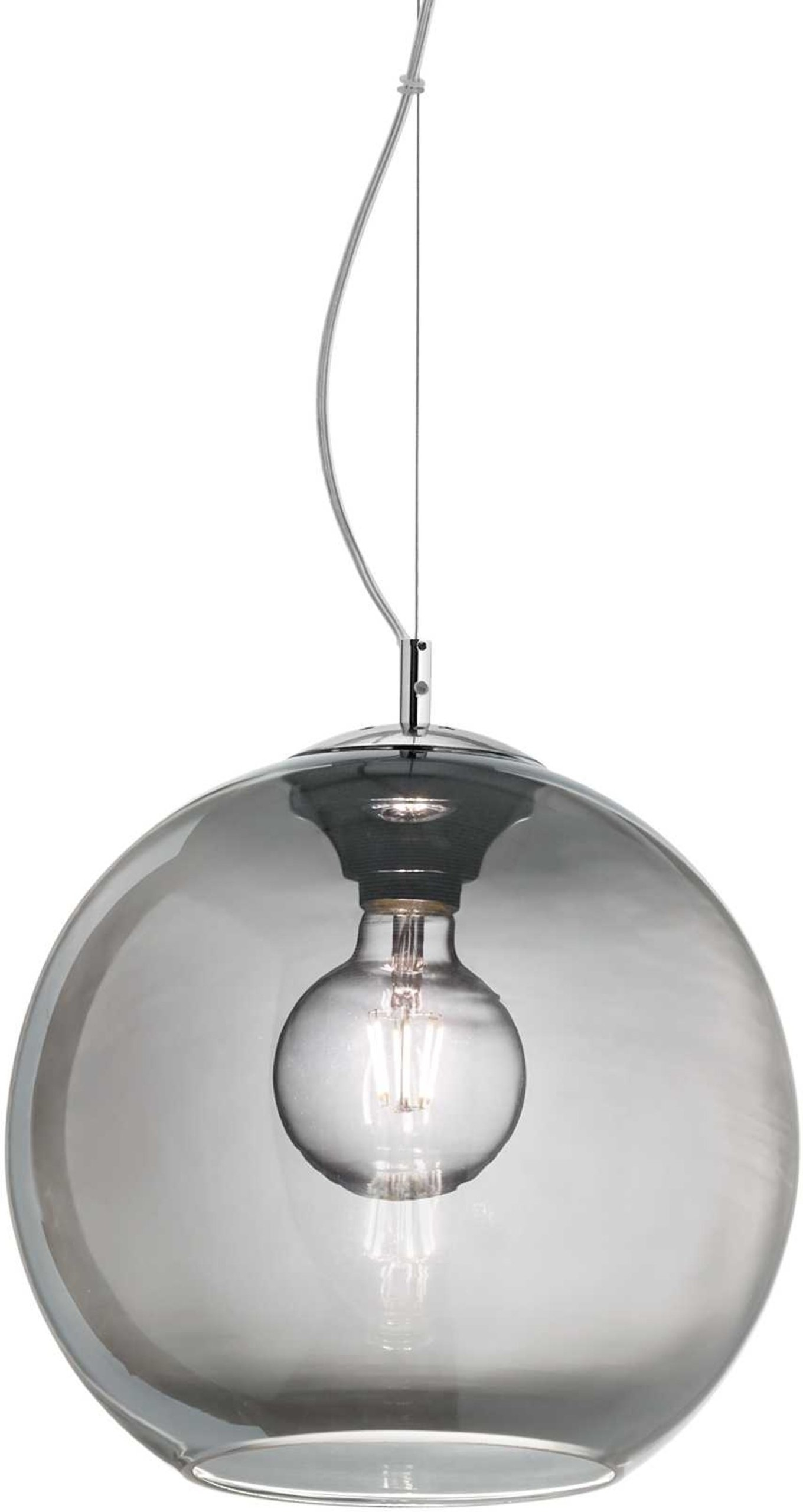 Pendellampe Ideal Lux Nemo i Røgfarvet Glas og Krom