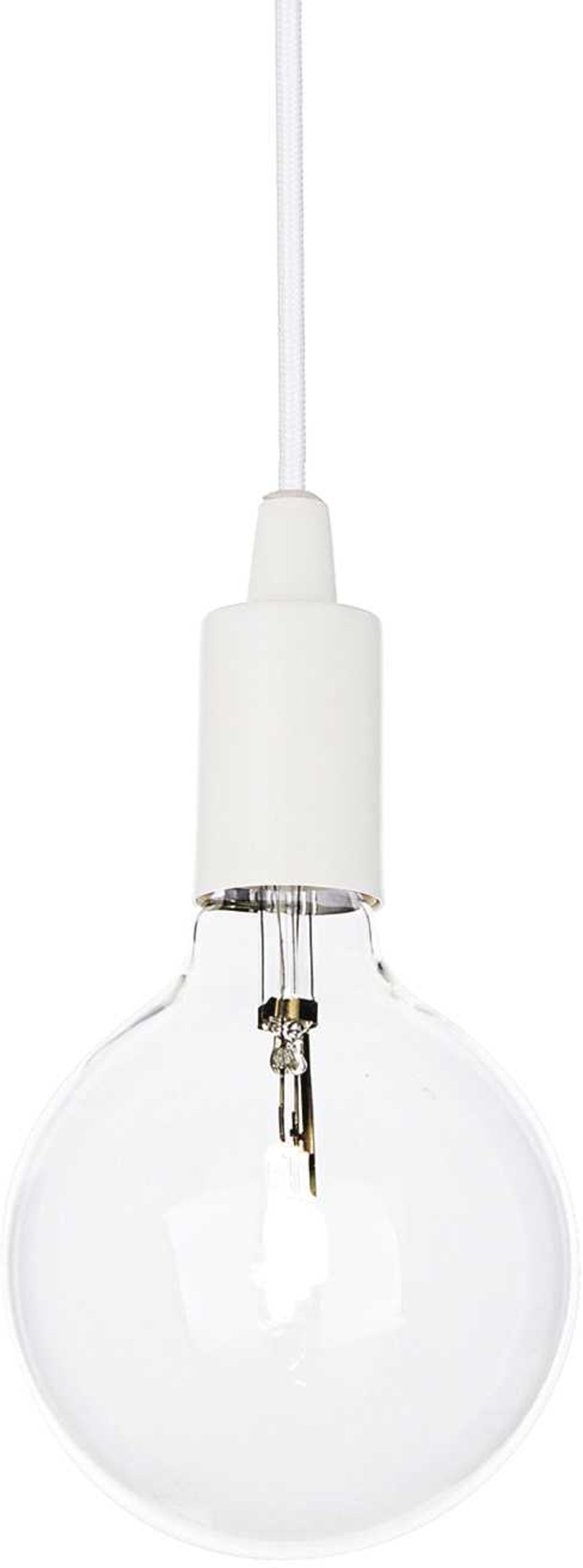 Pendellampe Ideal Lux Edison ø125 Hvid Metal  Stof Justerbar Højde 290 - 2380 Mm Loftlampe  8021696113302