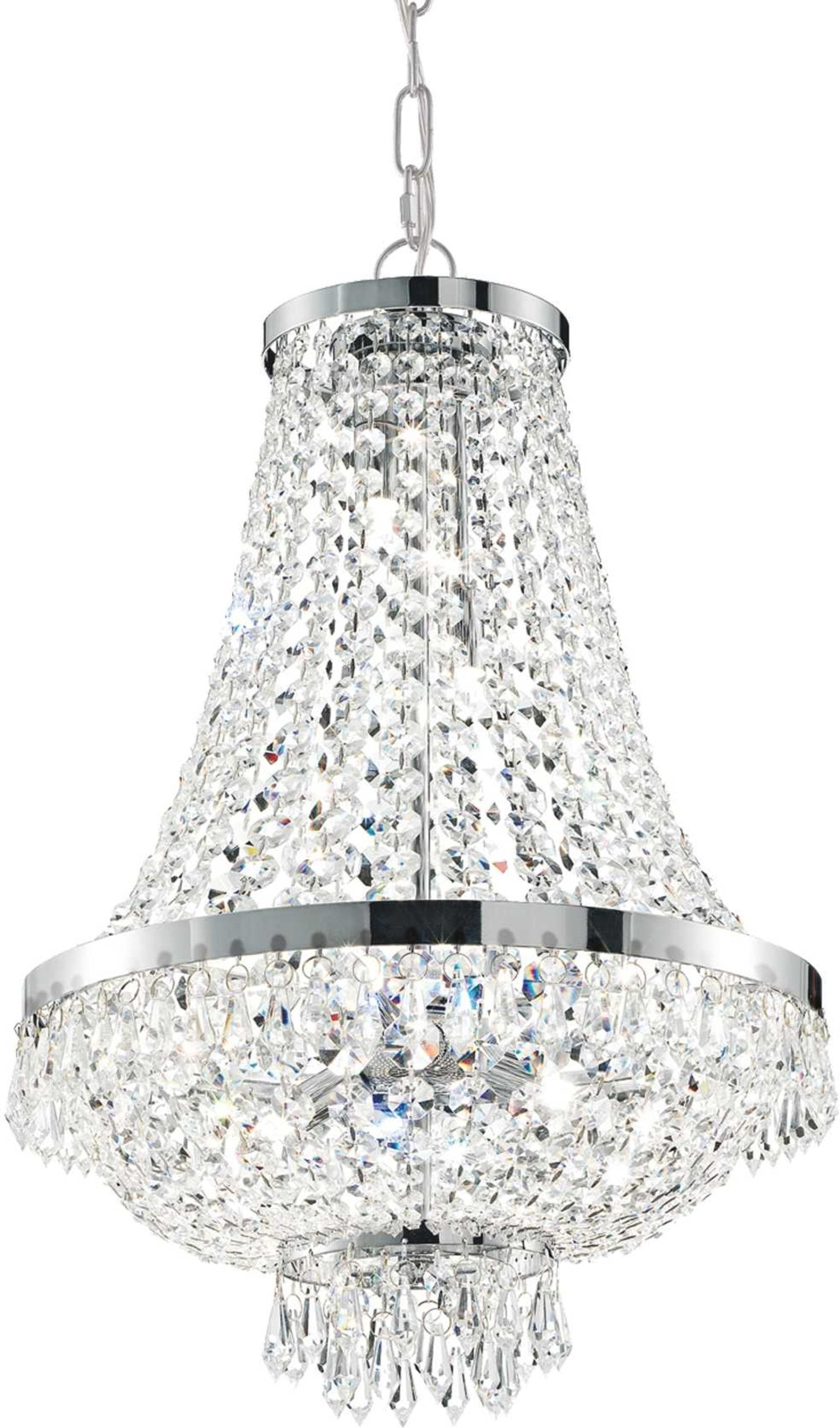 Pendellampe Ideal Lux Caesar i Krom med Krystalperler