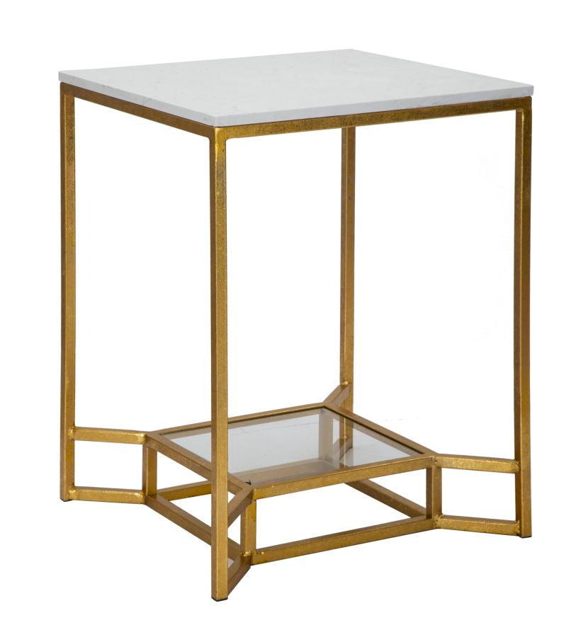 Elegant Sofabord i Jern og Glas – Moderne Design 47x47 cm