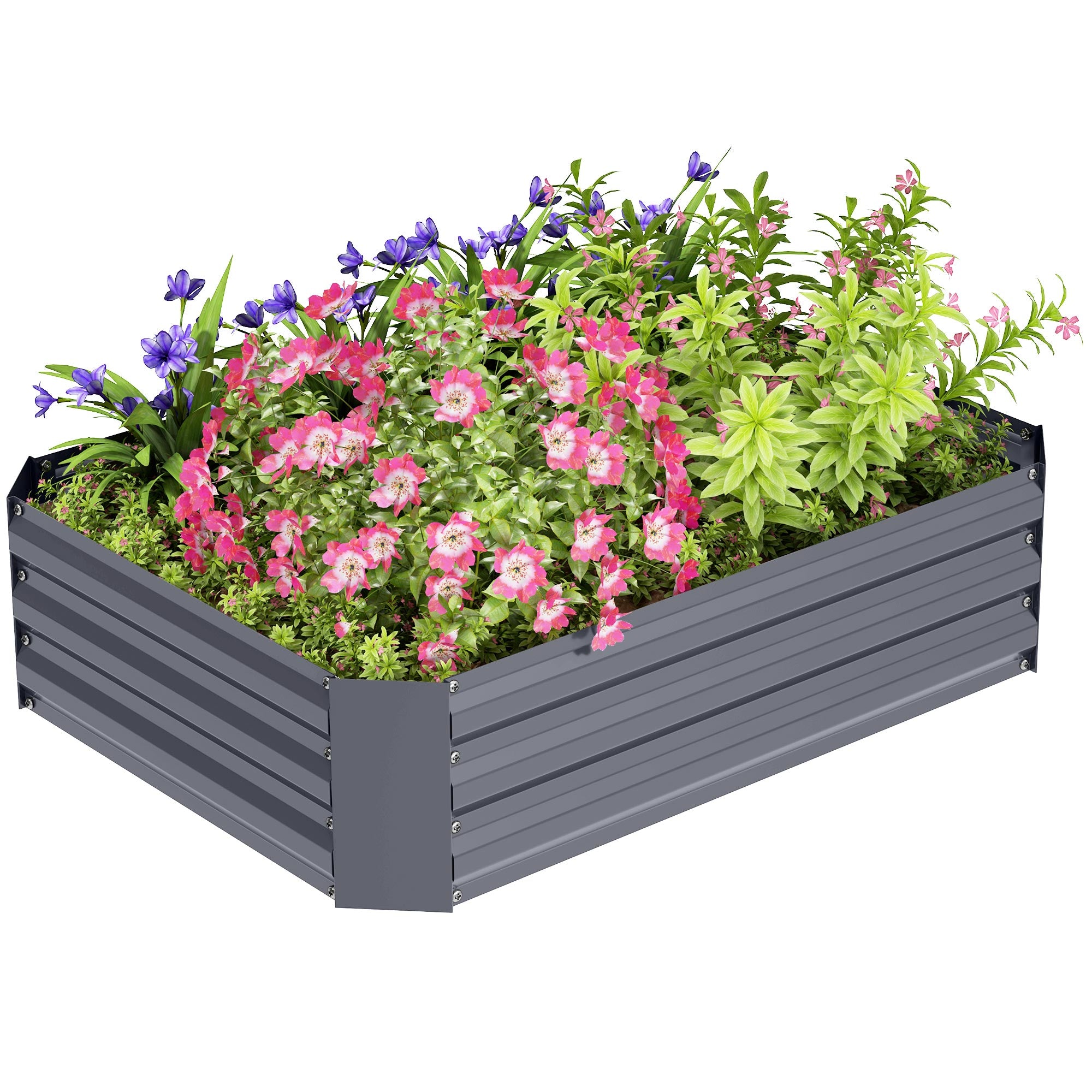 Højbed Lavet Af Galvaniseret Stål Havebed Plantekasse Til Haven Blomsterkasse 120 X 90 X 30 Cm Mørkegrå  4255826810128