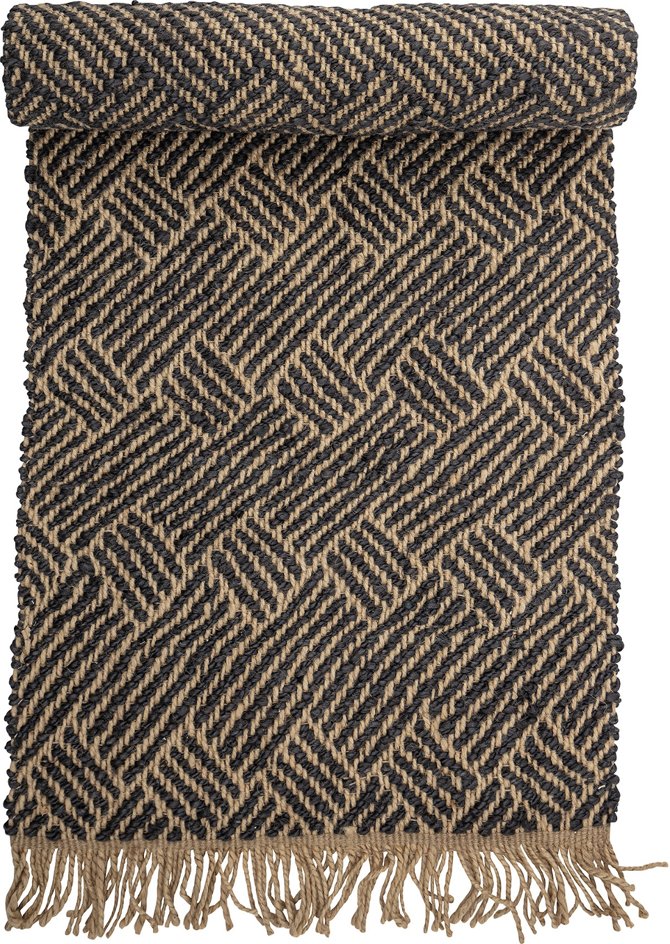 Aby Jute Gulvtæppe fra Bloomingville - Sort Geometrisk Design