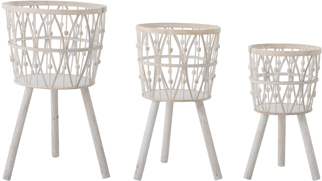Urtepotteskjuler Banni i Bambus - Elegant Hvid Design