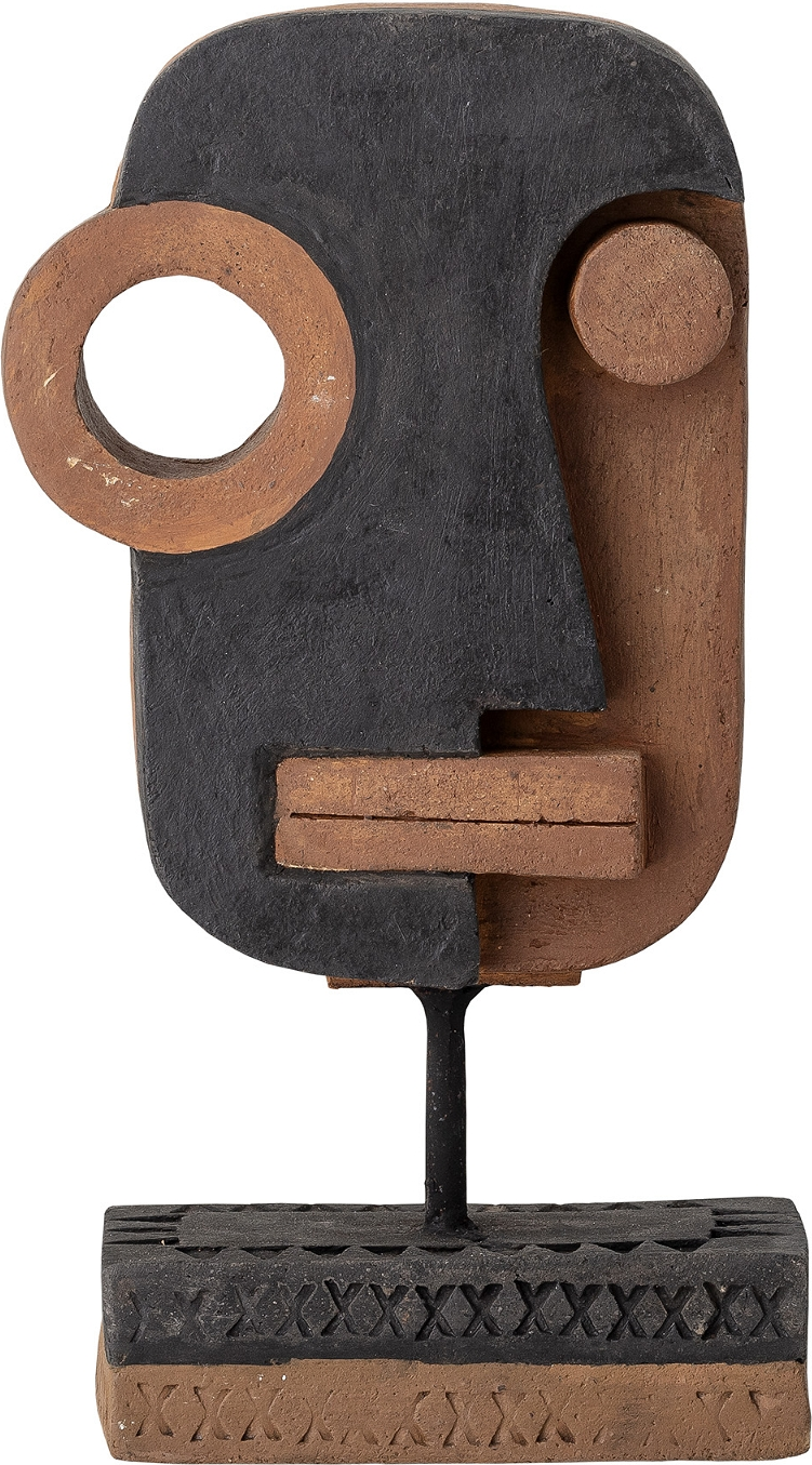 Dekorativ Figur Kazo i Sortbrun Terracotta - Unik Skulptur