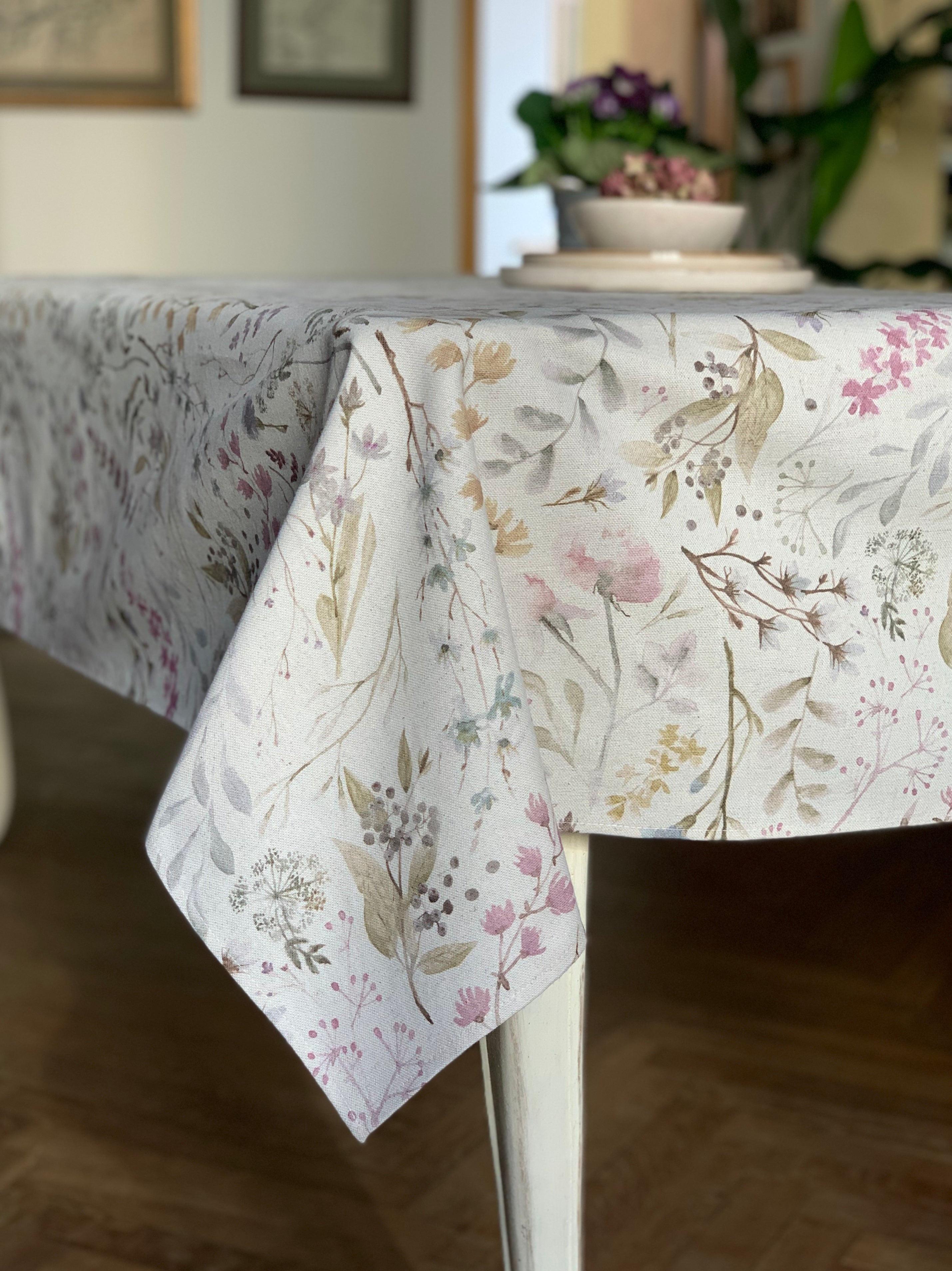 Rektangulær Dug I Bomuld-hør-blanding Printet Aitana Kollektion