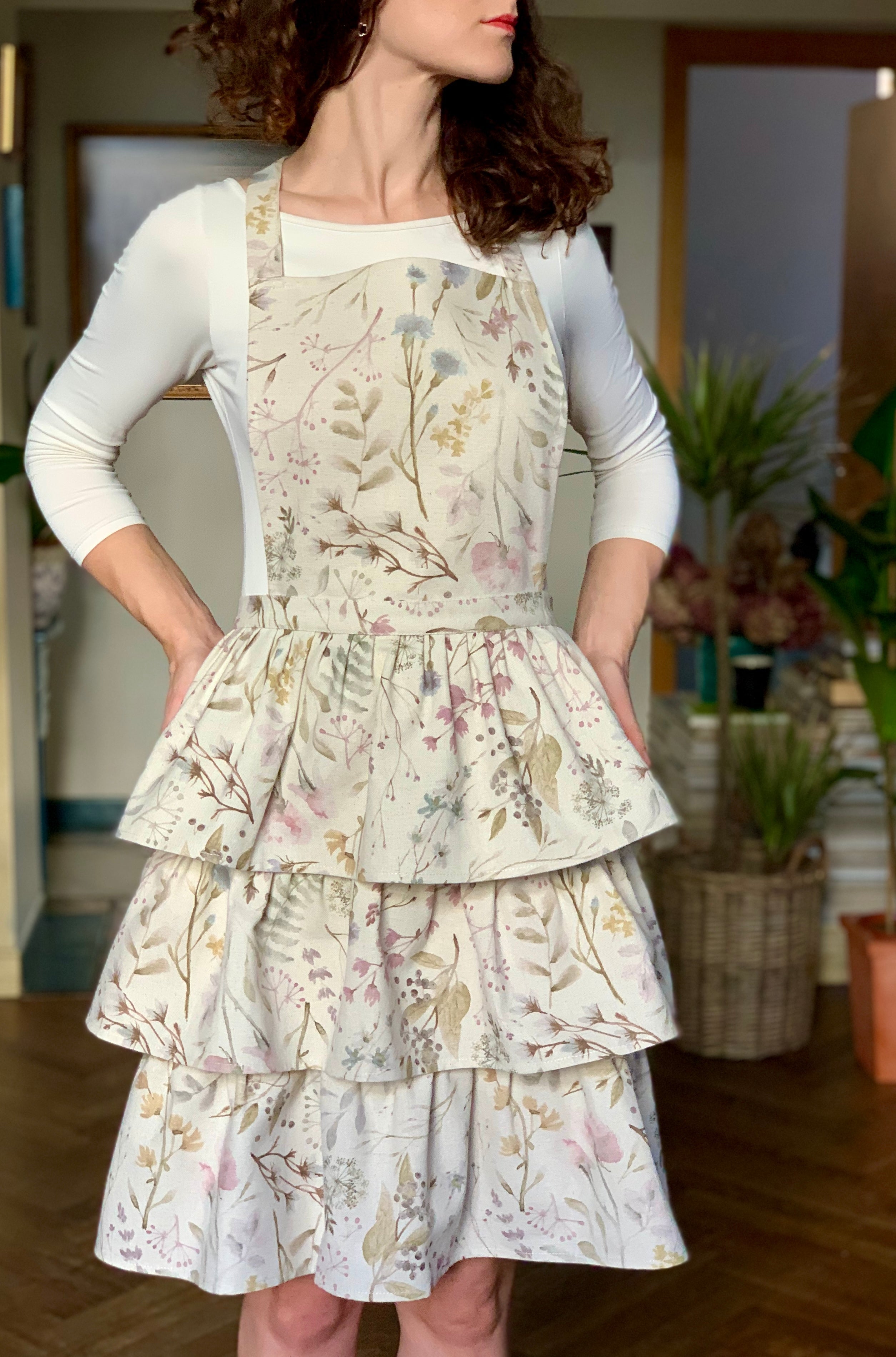 Flæseforklæde Til Kvinder I Bomuld-hør-mix Printet Aitana Kollektion