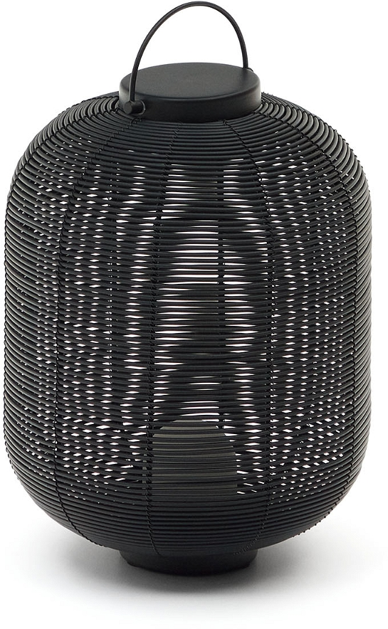 Elegant Saranella Bordlampe i Sort Polyrattan med USB-lys