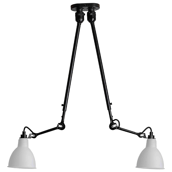 Lampe Gras N302 Loftlampe - Mat Sort & Opal Polykarbonat