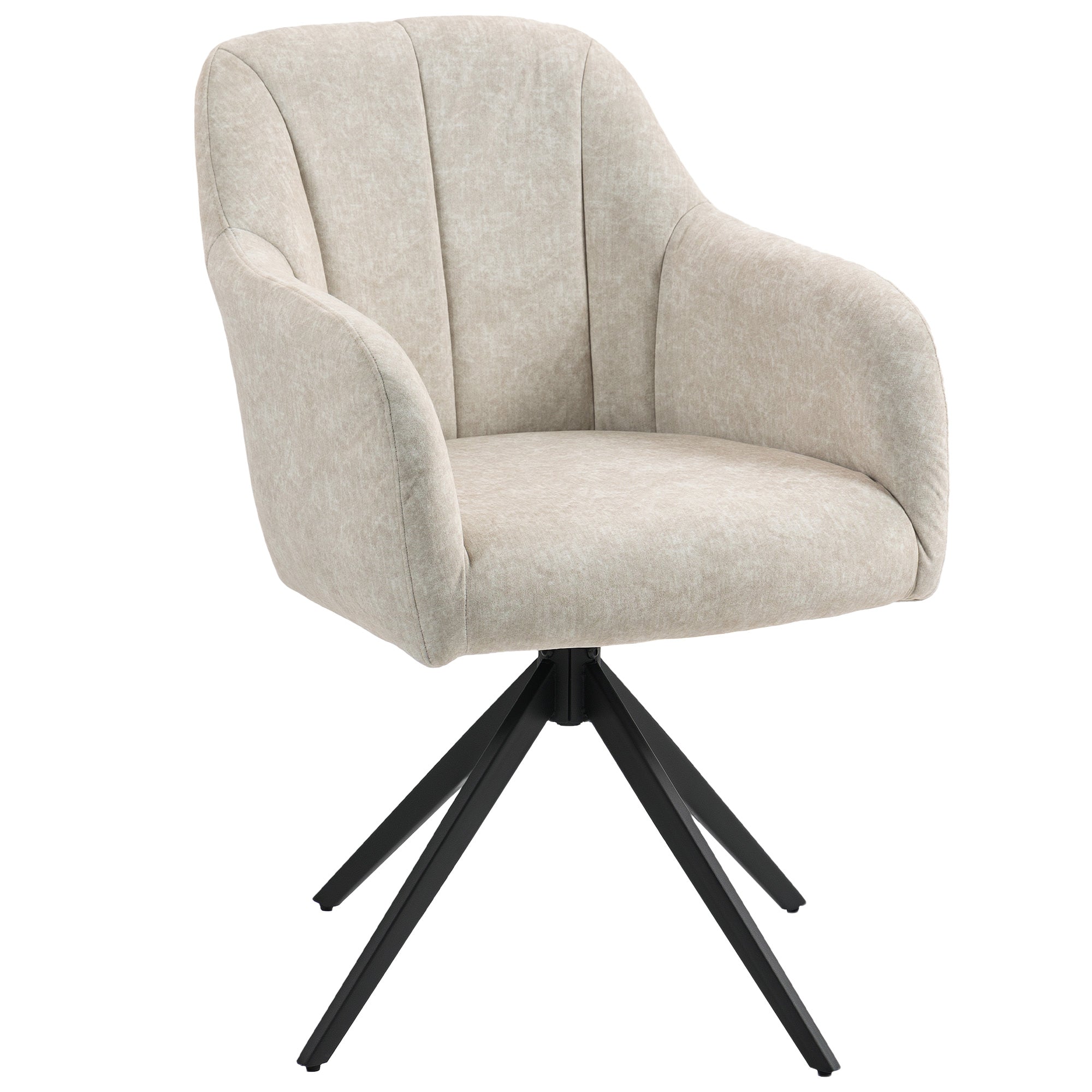 Elegant Lænestol i Beige med Armlæn og Stålben
