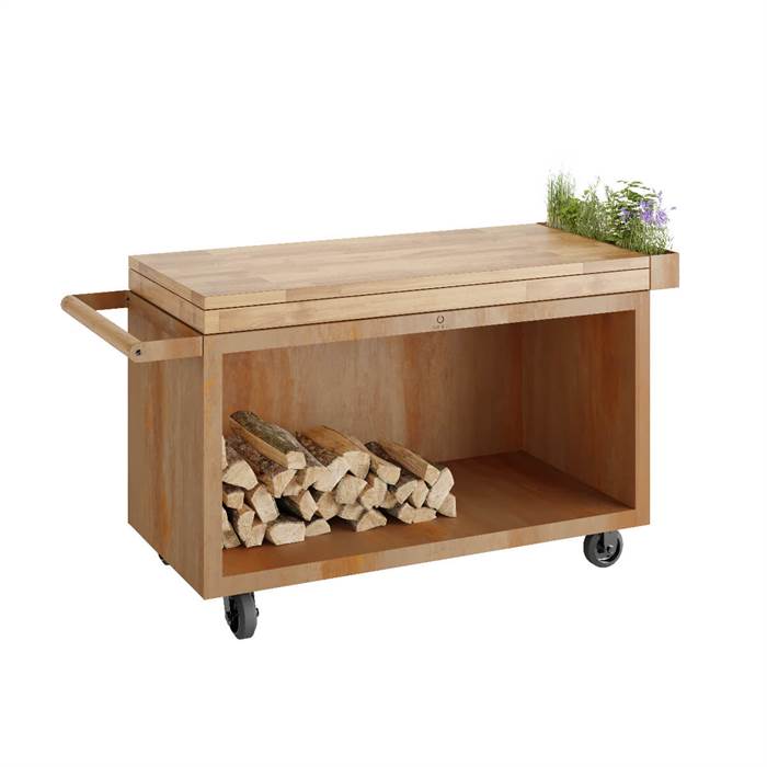 Ofyr Mise En Place Table Corten Pro 135 Teak Wood