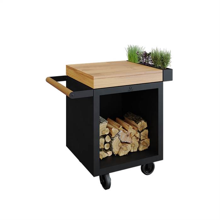 Ofyr Mise En Place Table Black Pro 65 Teak Wood