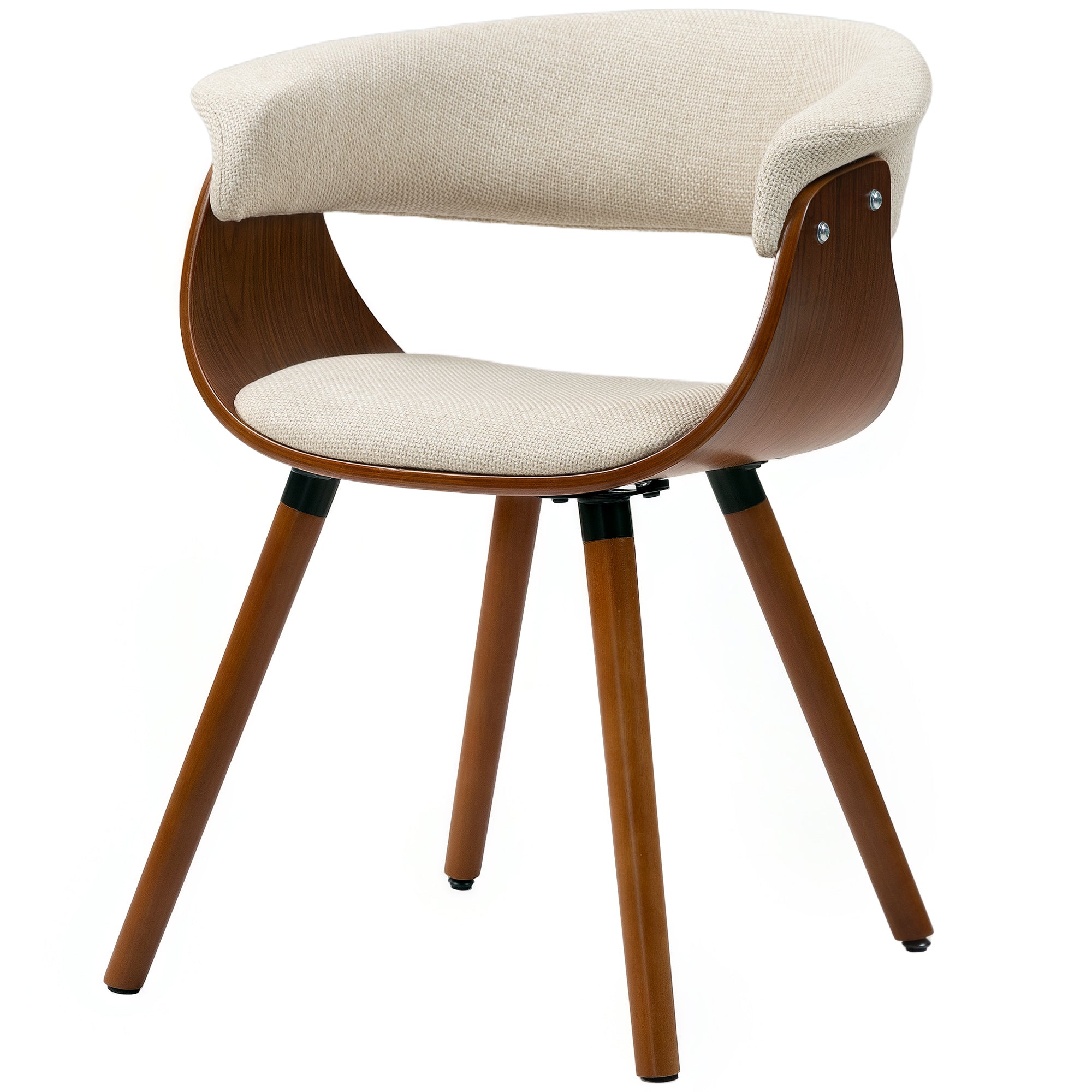 Elegant Spisestol i Hørlook med Buet Ryglæn - Beige