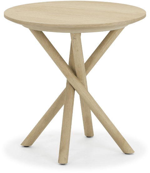 Elegant rundt sidebord i egetræ - Hasseris design ø50 cm