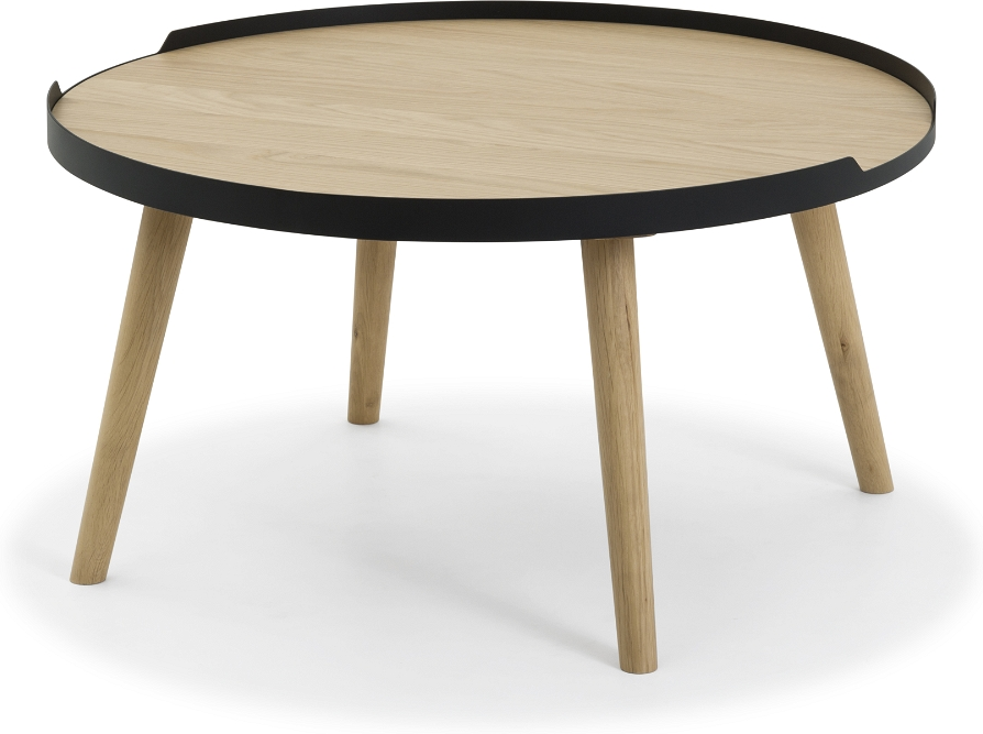 Elegant rundt sofabord Hasseris i egetræ med metalramme