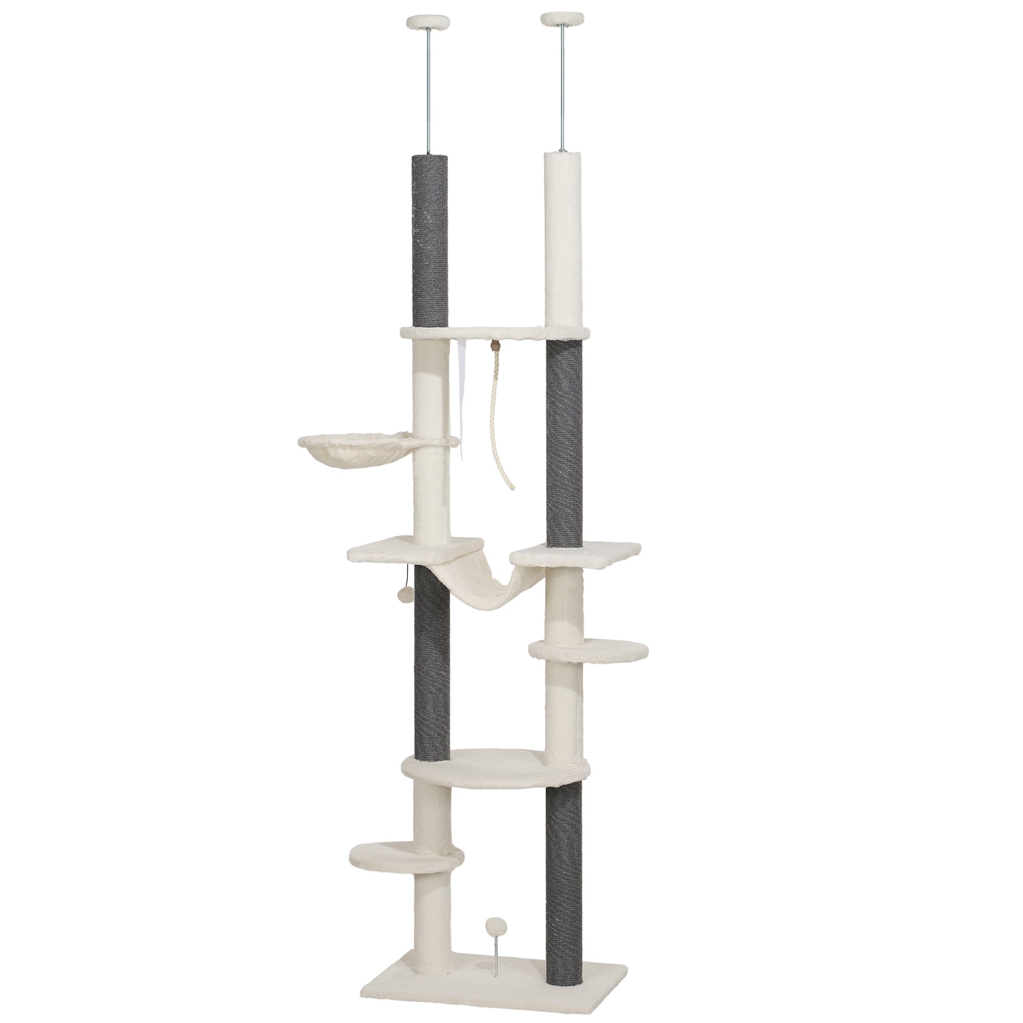 Kradsetræ Lofthøjde Justerbar 225-255 Cm Platforme Og Hængekøjer Anti-tippe Hvid  4255633586216
