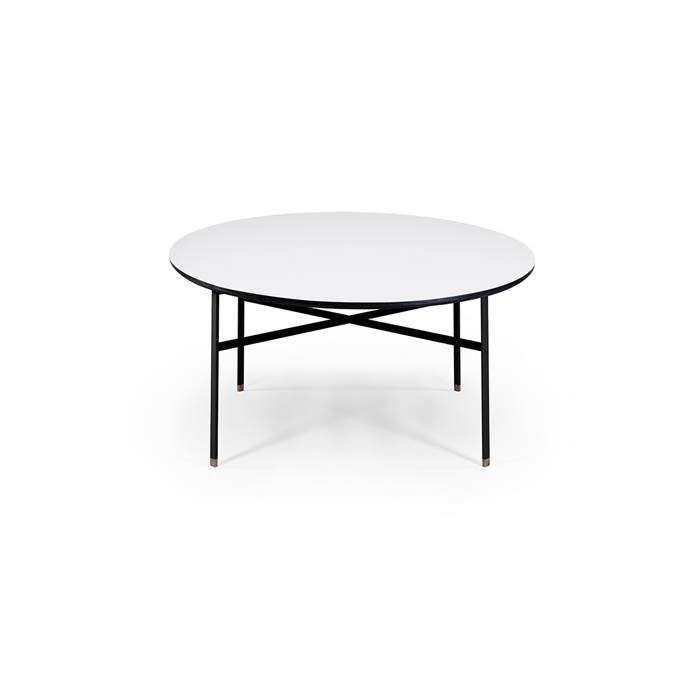 Skovby Sm243  Sm262s Sofabord - ø 99 Cm - Bordplade: Hvid Laminat Med Sort Kant