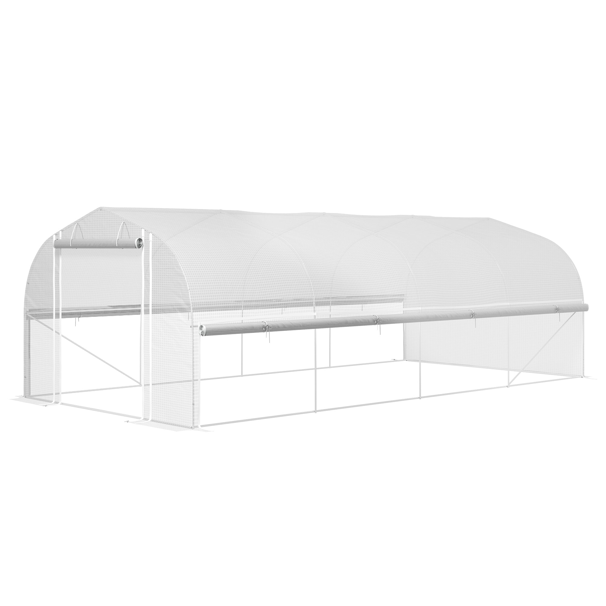 6x3x2 M Drivhus Walk-in 8 Vinduer Dør Fluenet Metalramme Hvid  4255826848732